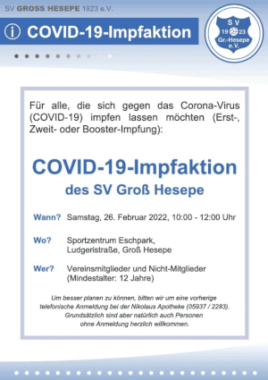 Covid-19 Impfaktion des SV Groß Hesepe