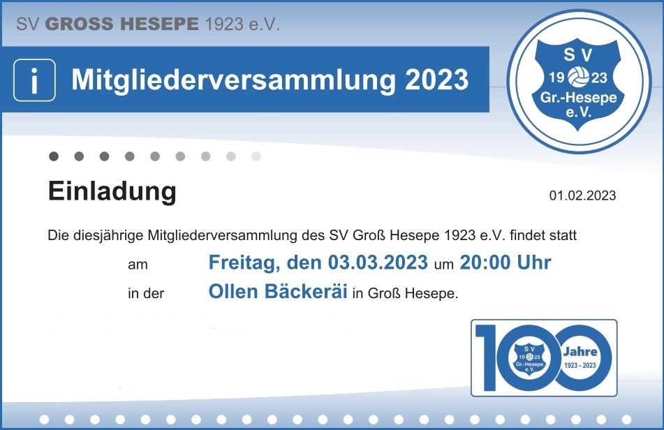 Mitgliederversammlung am 3. März 2023