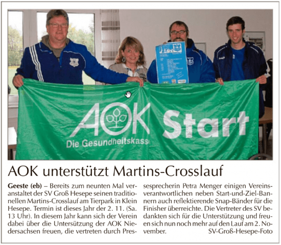 AOK unterstützt Martins-Crosslauf